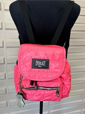 Everlast Pink Quilted Small Backpack with Blinged Boxing Glove Charm, Rare